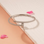 Sleek Silver Kada with CZ Stones