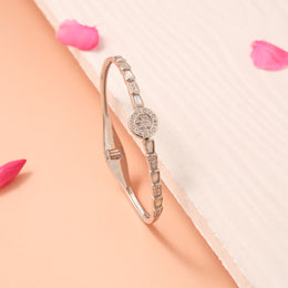 Simple Silver Women CZ Kada for Gifting