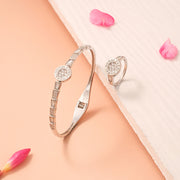 Simple Silver Women CZ Kada for Gifting