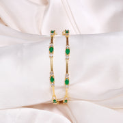 Classic Silver Bangles with CZ & Green Stones