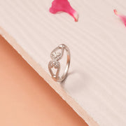 Silver and Stone Combination Finger Ring