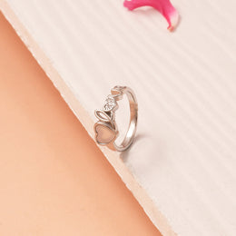 Silver Alphabet Engraved Ring with Heart Highlight