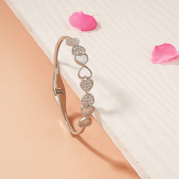 Silver Kada with Heart-Shaped Highlights