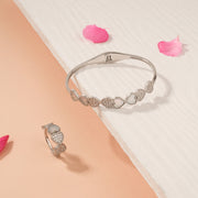 Silver Ring with Heart-Shaped Highlights