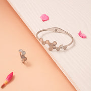 Silver and Stone Kada with Hexagon Pattern