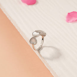 Silver Ring with Heart-Shaped Highlights