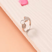 Silver and Stone Ring with Hexagon Pattern