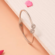 Fine Silver Kada with Floral Highlight and Stones