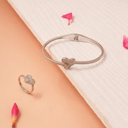 Silver Heart-Shaped Ring with Stone Highlights
