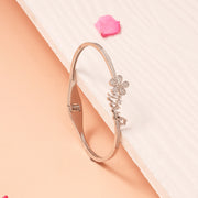 Fine Silver Kada for Gifting with Floral Detailing