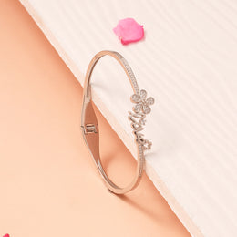 Fine Silver Kada for Gifting with Floral Detailing