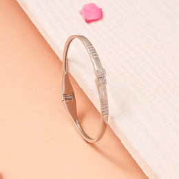 Minimalist Silver Kada with Stones