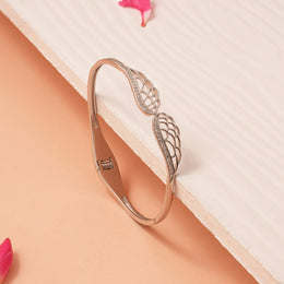 Silver Kada with Leaf Design