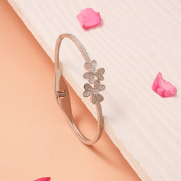 Pretty Silver Floral Kada with CZs