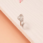 Silver Heart-Shaped Ring with Stone Highlights