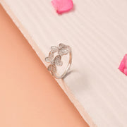 Floral Silver Ring with CZs