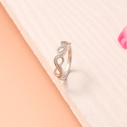 Silver and Stone Ring with Infinity Design
