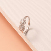 Fine Silver Floral Ring with Stones