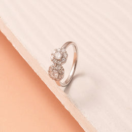 Fine Silver Floral Ring with Stones