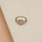 Silver Ring with Floral Design and Stones