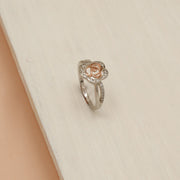 Silver Ring with Floral Design and Stones