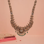 Silver Semi Antique Haaram with Traditional Design and Stone Detail