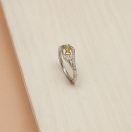 Silver Ring with Twin Heart Highlights