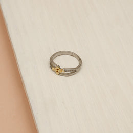 Silver Ring with Tiny Heart Shapes and CZs