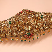 Antique Silver Vaddanam with Peacock and Lakshmi Devi Highlights