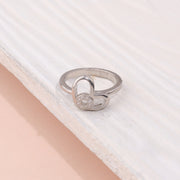 Elegant Open Heart Silver Ring with Sparkling Zircon Detail