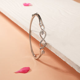 Sleek Silver Kada with Infinity Symbol and CZs