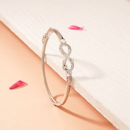 Sleek Silver Infinity Kada with CZ Stones