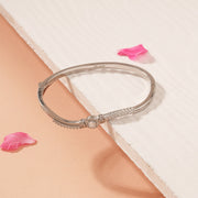 Elegant CZ and Silver Kada with Simple Design