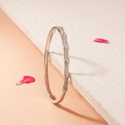 Elegant Silver Kada with Minimalist Design in CZ