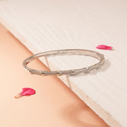 Elegant Silver Kada with Minimalist Design in CZ