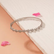 Simple Floral Design Kada in Silver and CZ