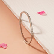 Simple and Stylish Silver Kada with CZ Stones