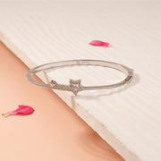 Sleek Silver Star Kada in CZs with Heart Shape