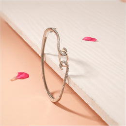 Silver Kada with Minimalist Design In CZs