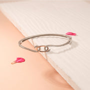 Silver Kada with Minimalist Design In CZs