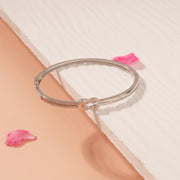 Sleek and Simple Silver Kada with CZ Stones