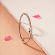 Sleek and Simple Silver Kada with CZ Stones