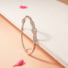 Silver Kada with Floral Highlight and Leaf Design