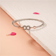 Sleek Silver Kada with CZ Infinity and Rose Gold Polish