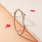 Elegant Silver Kada with Petal Design in CZs