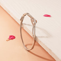 Elegant Silver Kada with Petal Design in CZs