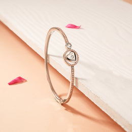 Daily Wear Silver Kada with Heart Design