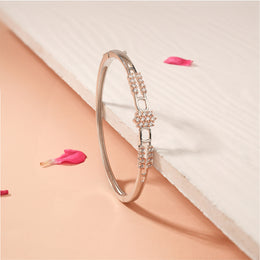 Elegant CZ Silver Kada in Symmetric Design