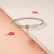 Elegant CZ Silver Kada in Symmetric Design