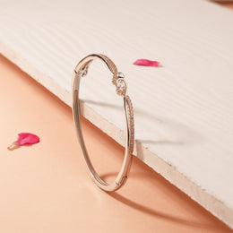 Sleek Silver Kada with CZs for Daily Wear